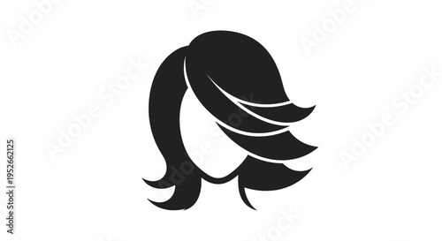Stylized Black Hair Icon on White Background