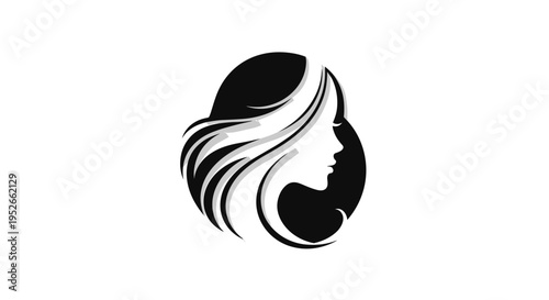 Elegant Silhouette of Woman's Profile with Flowing Hair