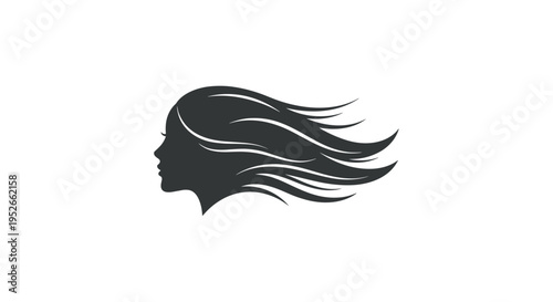 Silhouette of Woman's Profile with Flowing Hair