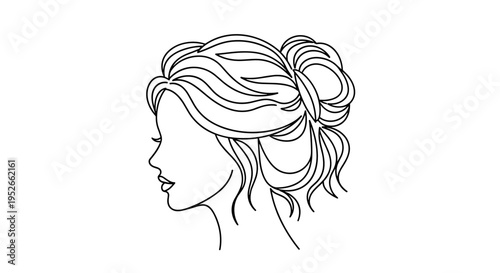 Elegant Woman's Profile With Messy Bun Hairstyle