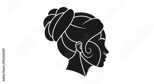 Stylized Silhouette of Woman's Head with Headwrap