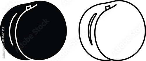 Peach Fruit Icon Set Vector Illustration Vector