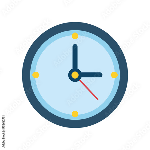 colorful clock icon with yellow dots and red second hand