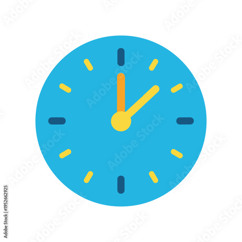 blue clock icon with yellow hands and markers
