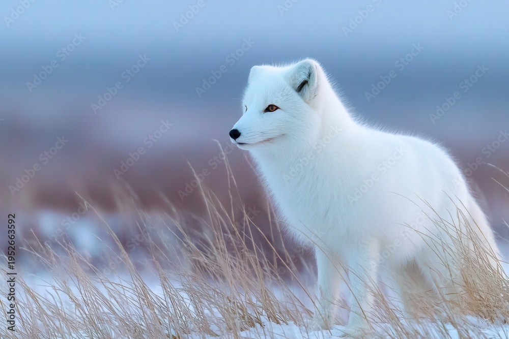 Fototapeta premium fox standing in snowy tundra landscape
