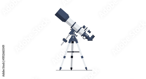 Modern telescope mounted on a tripod for astronomical observation of stars and planets in the clear night sky.