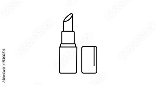 Minimalist Outline Of A Lipstick With Open Cap
