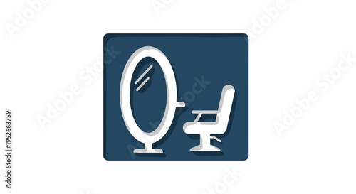 Hair Salon Icon Mirror and Chair