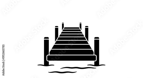 Simple Wooden Pier Silhouette