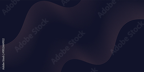 Dark abstract background featuring glowing, flowing wave lines in blue red color gradient. Futuristic design with shiny, smooth motion, perfect for technology-inspired visuals. Vector illustration.