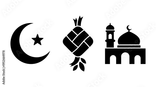 Islamic symbols and mosque illustration