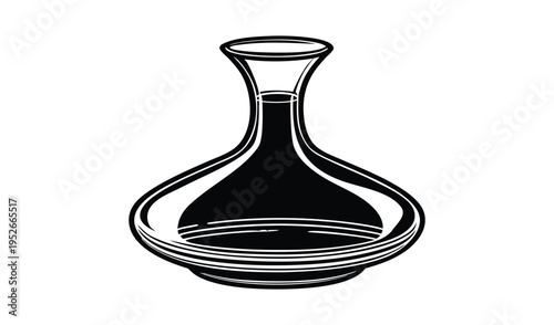 Elegant glass decanter with smooth curves and wide base