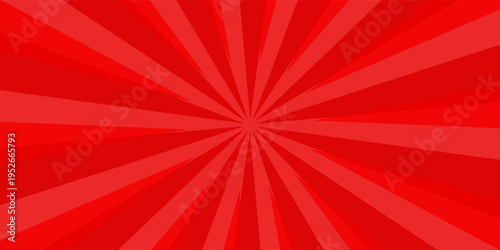 Red ray background presentation design element, red sunburst pattern, flat illustration,