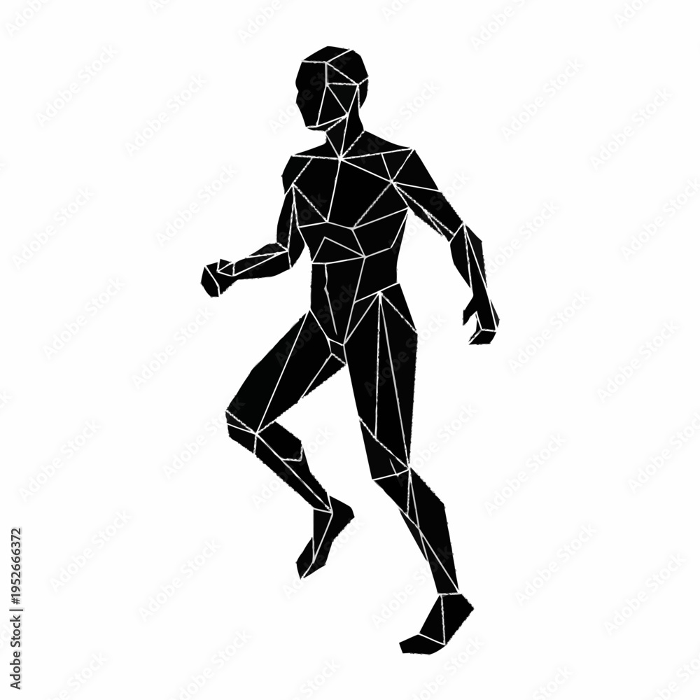 Obraz premium Geometric Human Figure Running Abstract Illustration.