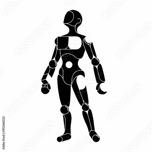 Black Silhouette of a Futuristic Robot Mannequin.