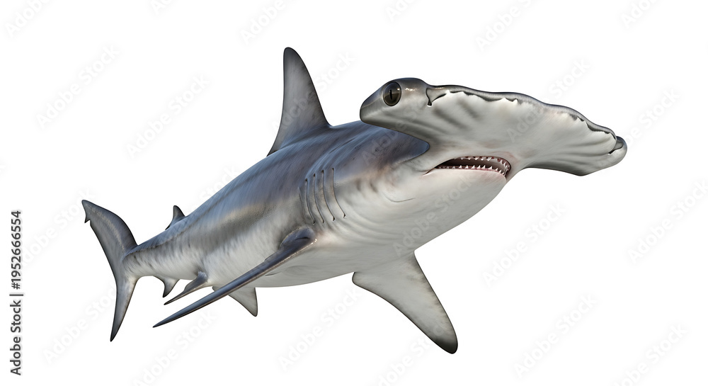 Fototapeta premium A surreal artistic style depiction of a shark with two heads on transparent background