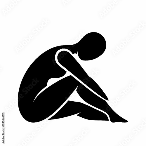 Silhouette of a person in a fetal position, symbolizing introspection and vulnerability.