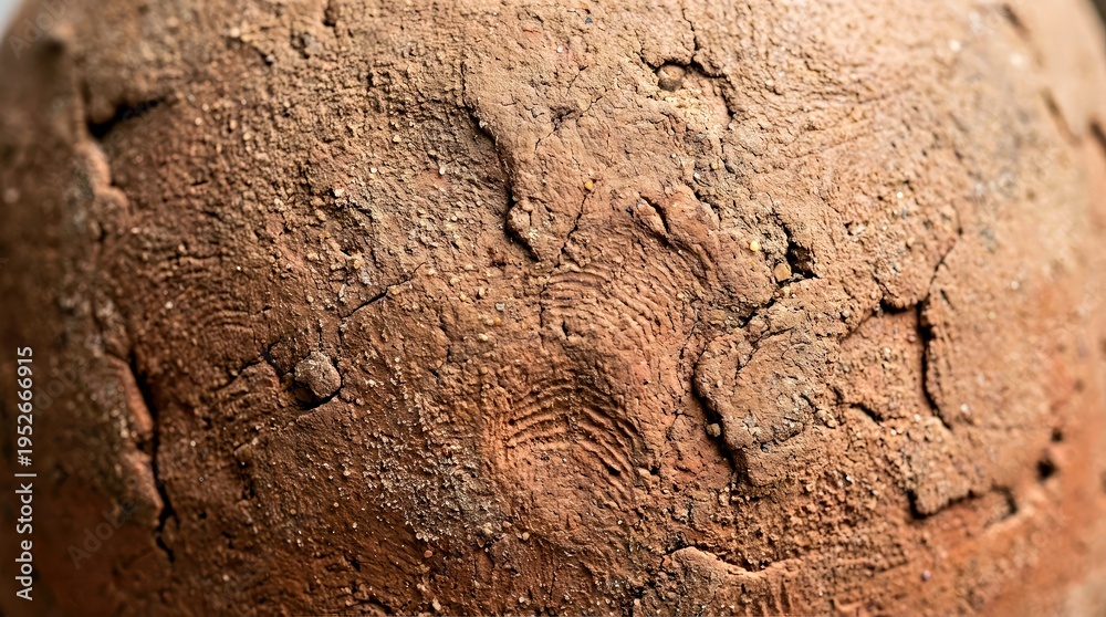 Obraz premium Close up of Ancient Clay Pottery Texture and Fingerprint Impression