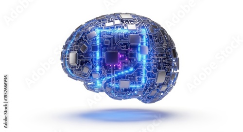 Futuristic glowing digital brain, conceptualizing advanced artificial intelligence, machine learning capabilities, and the profound future of complex computational thought