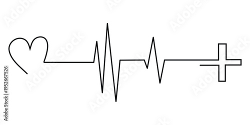 Heart rate pulse graph and heartbeat icon set. Vector EPS for health and medical design.