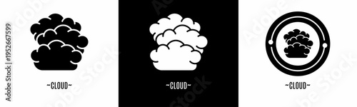 Cloud logo set. Collection of black and white logos. Stock vector.