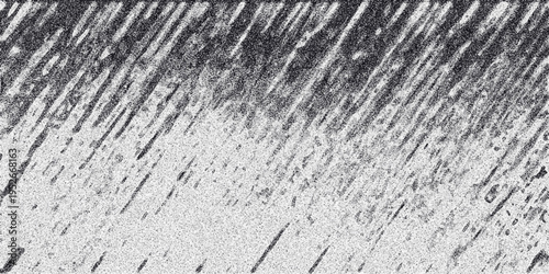 Monochrome abstract background with sharp diagonal lines and a gradient of grainy texture from dark to light, creating a sense of depth and atmospheric effect