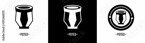 Potted logo set. Collection of black and white logos. Stock vector.