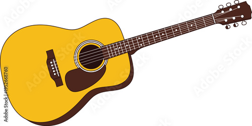 Simple illustration of yellow and brown acoustic guitar
