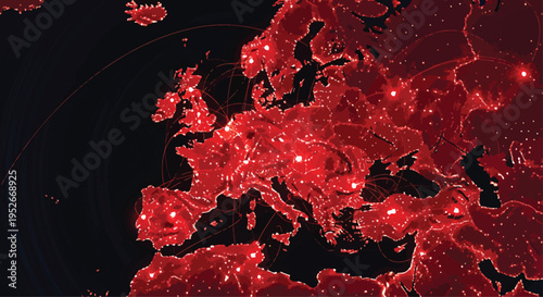Europe Nighttime City Lights Map