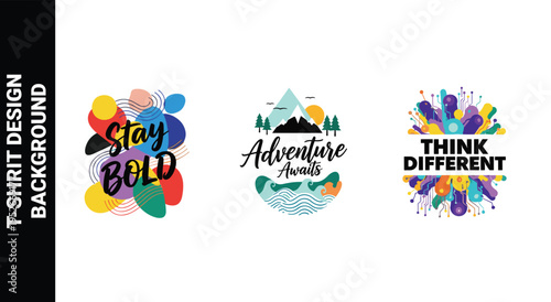 Stay bold adventure awaits and think different creative typography set art