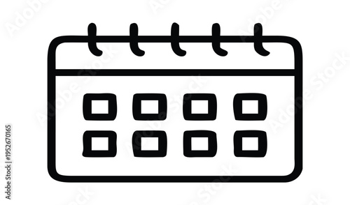 Simple black and white line art icon of a desk calendar