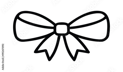 Simple hand drawn black outline of a bow tie on a white background