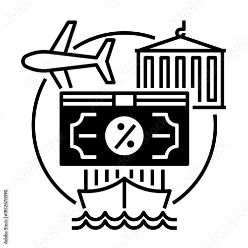 Tariff Icon – A simple icon representing import taxes, international trade regulation, and economic policy