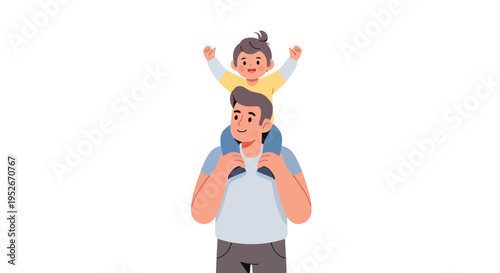 Happy father carrying his joyful child on his shoulders, celebrating a moment of fun and bonding.