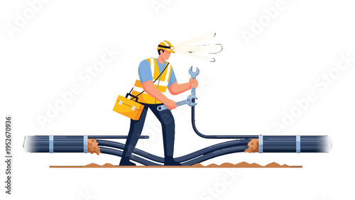 Electrician at Work: An electrician meticulously repairs a damaged cable with focused precision.