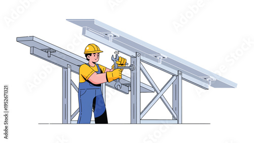 Solar Panel Installation: A skilled technician, equipped with necessary tools and safety gear, meticulously installs solar panels.