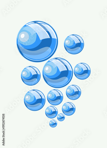 Abstract blue glossy bubbles illustration