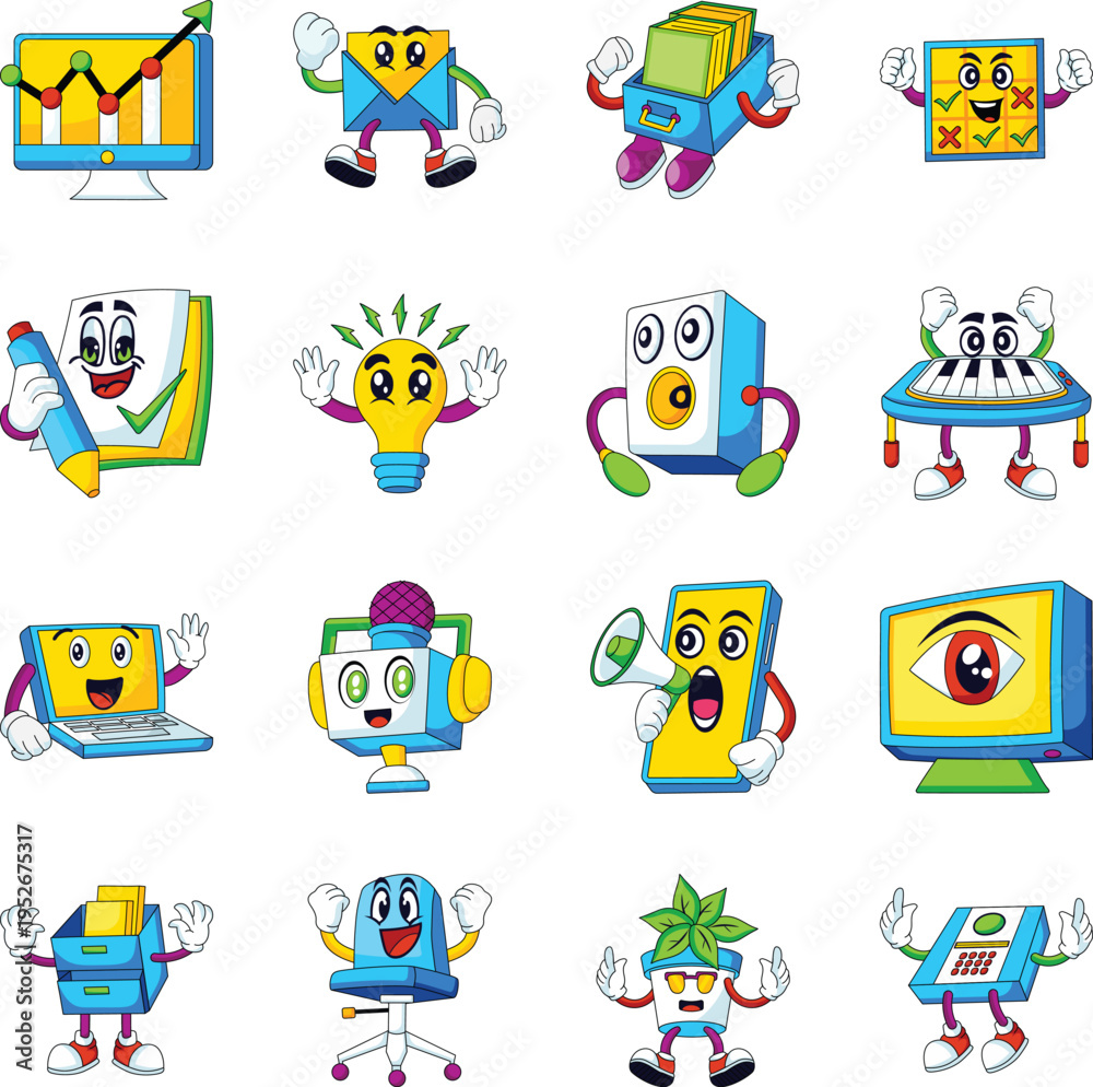 Fototapeta premium Pack of Productivity Flat Style Illustrations