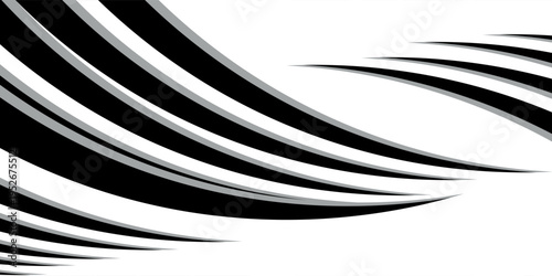 An abstract vector graphic with dynamic, flowing black and grey swooshes modern desain benner poster eps10