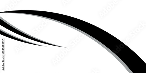An abstract vector graphic with dynamic, flowing black and grey swooshes and curves on a clean white background, creating a sense of motion and modern simplicity.