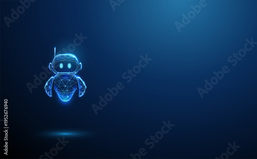 3d cute flying robot. AI assistant, chatbot helper, smart automation agent, customer support bot, interactive technology character, intelligent service assistant concept.