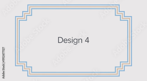 a decorative rectangular frame with rounded ornate corners and multi line border in blue and beige, elegant vintage style border design with text design 4, classic template for invitation and branding