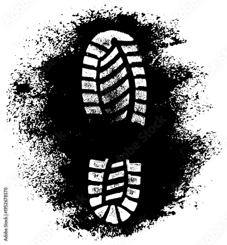 Shoe print on liquid mud. Shoe tread imprint. Shoe mark vector illustration