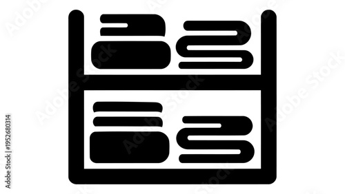 Laundry wall shelf icon representing organized storage for folded clothes and linens