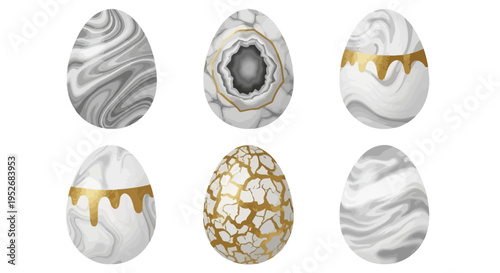 Elegant marble-patterned eggs with intricate gold accents and designs