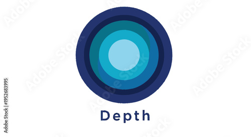 Concentric circles of varying shades of blue and teal, symbolizing depth, with the word 'Depth' written below.