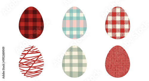 Colorful and patterned easter eggs displayed in a simple arrangement