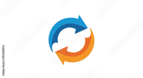 Free Download A circular arrow logo with blue and orange arrows indicating a continuous loop or process. - GFXLoad