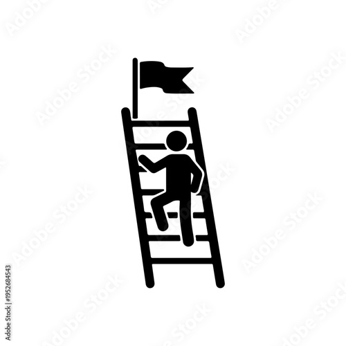 Goal ladder climbing symbol representing progress ambition and career growth Vector illustration