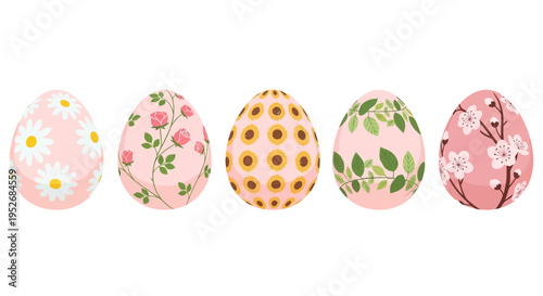 Colorful collection of decorative easter eggs displayed in a row